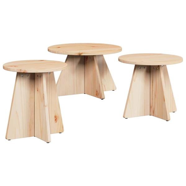 Couchtisch 3 pcs Natürlich 49 x 49 x 30 cm Massivkiefer