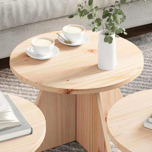 Couchtisch 3 pcs Natürlich 49 x 49 x 30 cm Massivkiefer