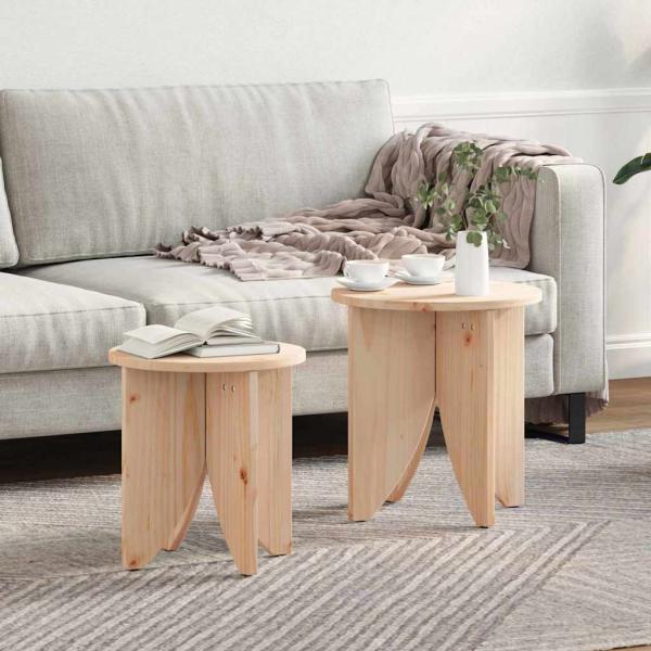 ARDEBO.de - Couchtisch 2 pcs Natürlich 41,5 x 41,5 x 44 cm Massivkiefer