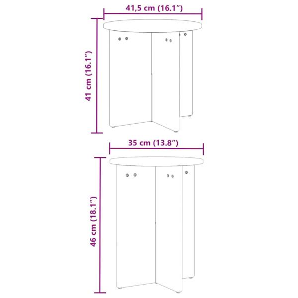 Couchtisch 2 pcs Natürlich 41,5 x 41,5 x 41 cm Massivkiefer