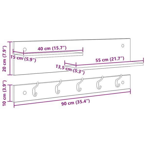 Wandmontierter Kleiderständer Betongrau 90 x 15 x 36 cm