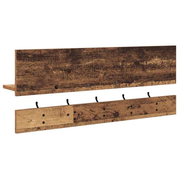 Wandmontierter Kleiderständer mit Regal Altholz 90 x 15 x 36 cm