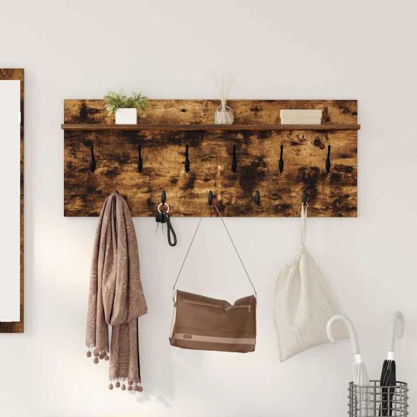 ARDEBO.de - Wandmontierter Kleiderständer Räuchereiche 100 x 40 x 12 cm