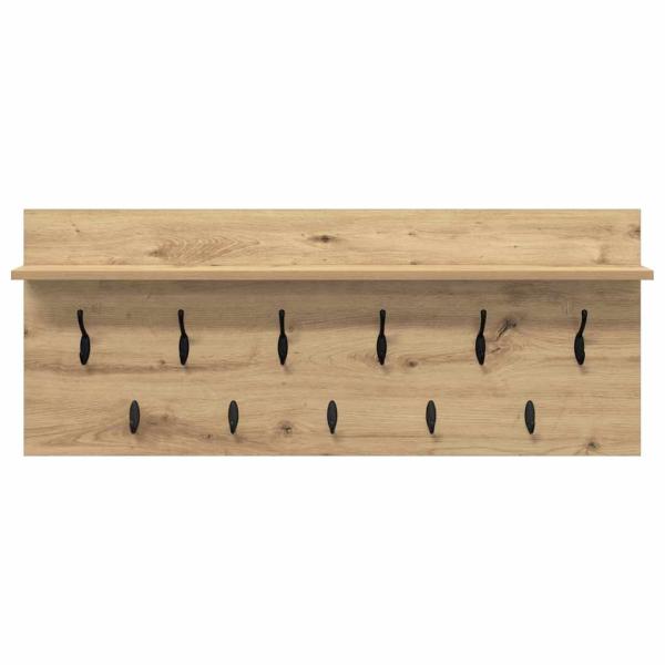 Wandmontierter Kleiderständer mit Regal mit Speicher Eiche handwerklich