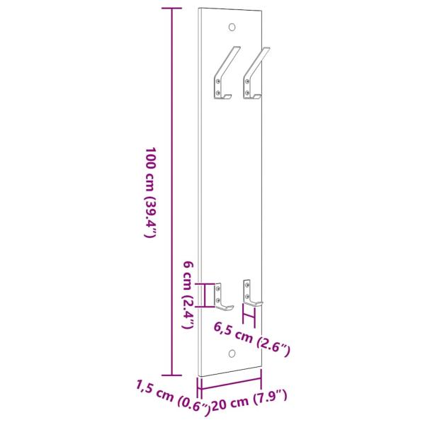 Wandmontierter Kleiderständer Schwarze Eiche 20 x 1,5 x 100 cm