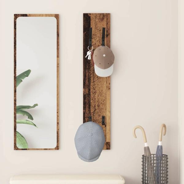 ARDEBO.de - Wandmontierter Kleiderständer Altholz 20 x 1,5 x 100 cm