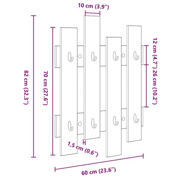 Wandmontierter Kleiderständer Sonoma Eiche 60 x 3 x 82 cm