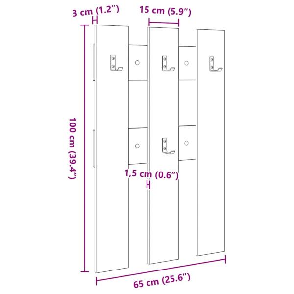 Wandmontierter Kleiderständer mit Speicher Weiß 65 x 3 x 100 cm