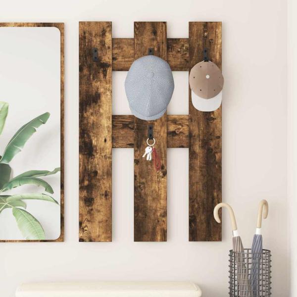 ARDEBO.de - Wandmontierter Kleiderständer Räuchereiche 65 x 3 x 100 cm