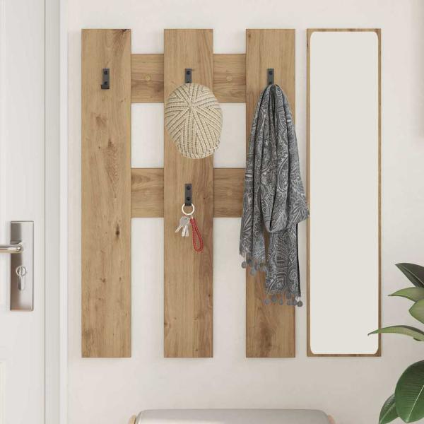 Wandmontierter Kleiderständer mit Speicher Eiche handwerklich