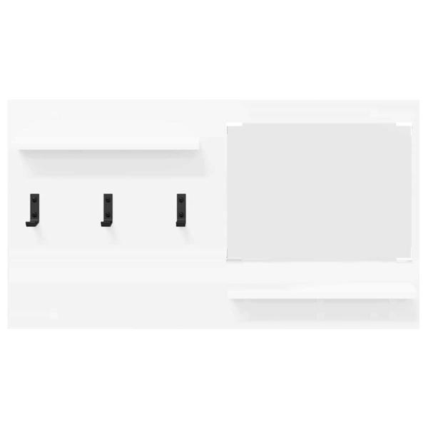 Wandmontierter Kleiderständer mit Regal mit Speicher mit Spiegel Weiß 90 x 10 x 50 cm