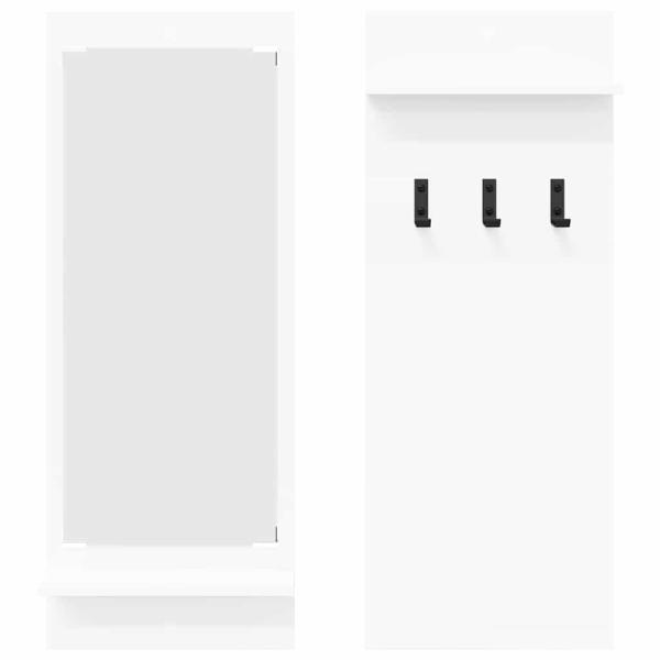 Wandmontierter Kleiderständer mit Regal mit Speicher mit Spiegel Weiß 70 x 10 x 90 cm