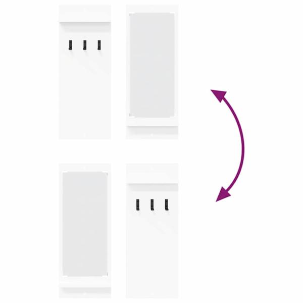 Wandmontierter Kleiderständer mit Regal mit Speicher mit Spiegel Weiß 70 x 10 x 90 cm