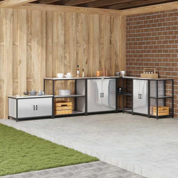 ARDEBO.de - Küchenlageregal mit Regal mit Speicher Silber 60 x 50 x 92 cm Edelstahl