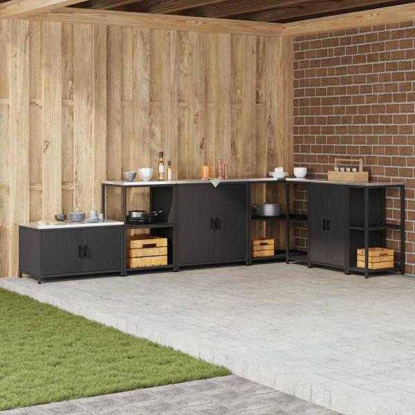 ARDEBO.de - Küchenlageregal mit Regal mit Speicher Schwarz 60 x 50 x 92 cm Stahl