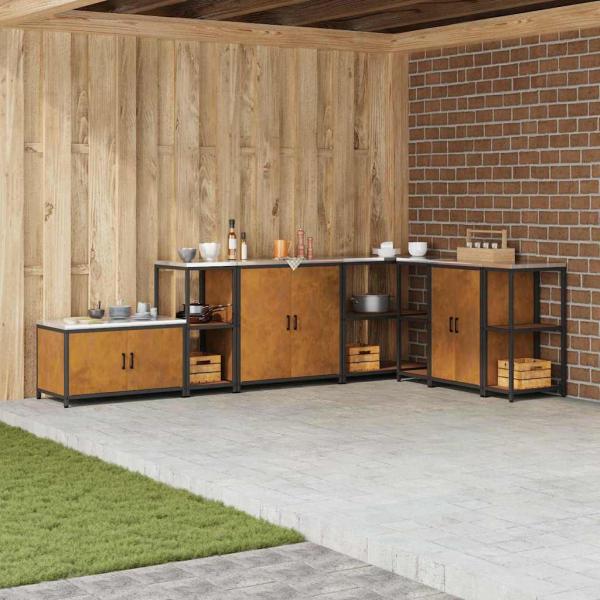 ARDEBO.de - Küchenlageregal mit Regal mit Speicher Rostig 60 x 50 x 92 cm Wetterstahl