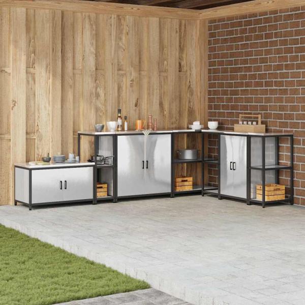 ARDEBO.de - Küchenlageregal mit Regal mit Speicher Silber 60 x 50 x 92 cm Edelstahl