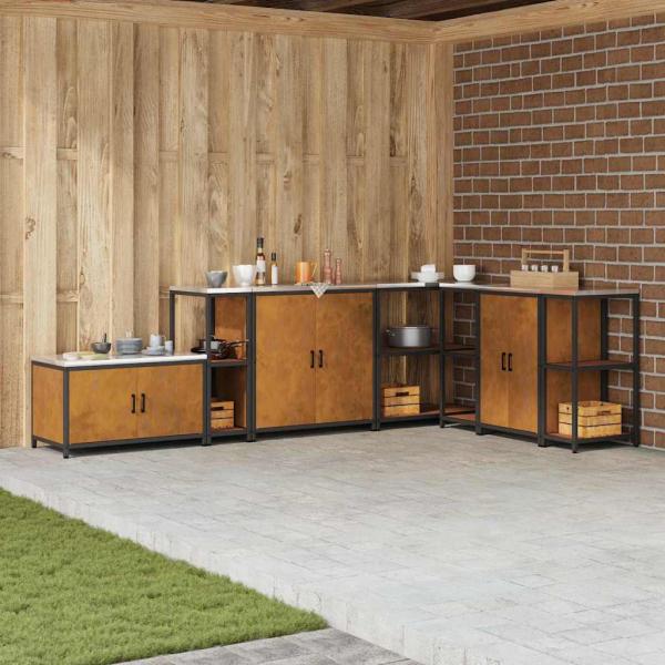 ARDEBO.de - Küchenlageregal mit Regal mit Speicher Rostig 60 x 50 x 92 cm Wetterstahl