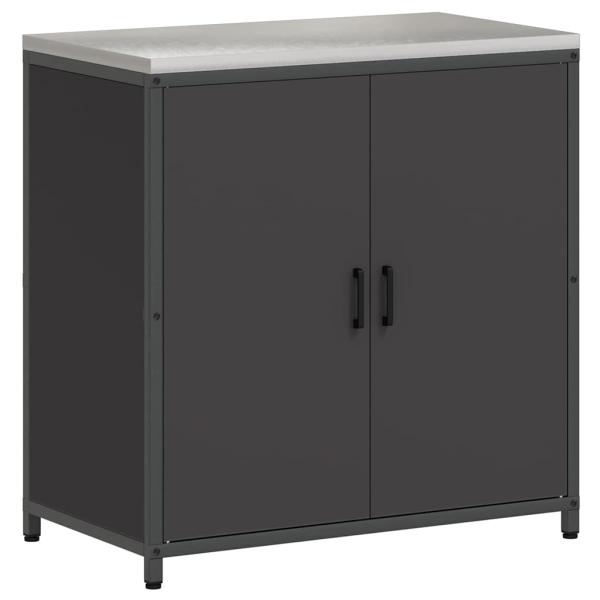 Küchenlagerregal mit Regal mit Speicher mit Tür Schwarz 60 x 50 x 92 cm Stahl