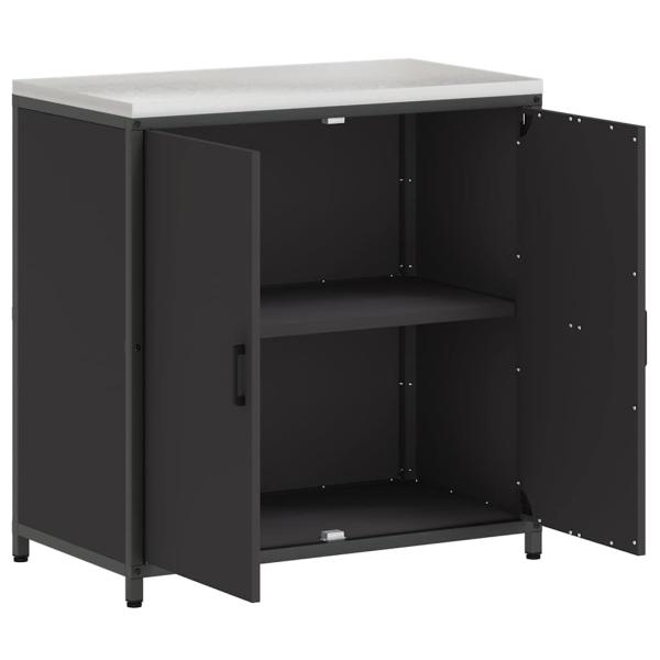 Küchenlagerregal mit Regal mit Speicher mit Tür Schwarz 60 x 50 x 92 cm Stahl
