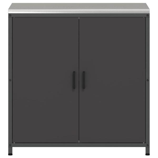 Küchenlagerregal mit Regal mit Speicher mit Tür Schwarz 60 x 50 x 92 cm Stahl
