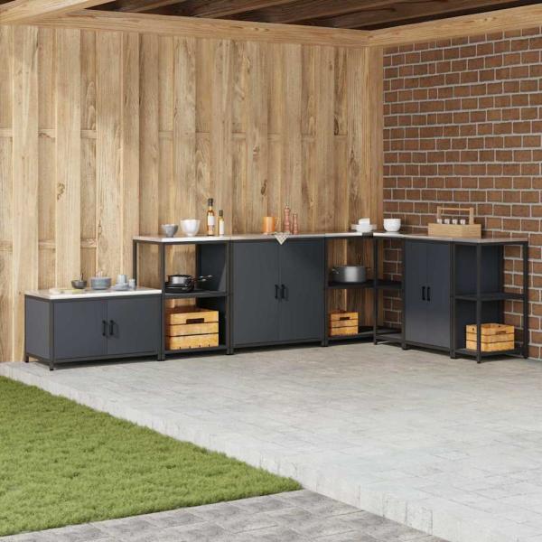 ARDEBO.de - Küchenlagerregal mit Regal mit Speicher mit Tür Anthrazit 60 x 50 x 92 cm Stahl