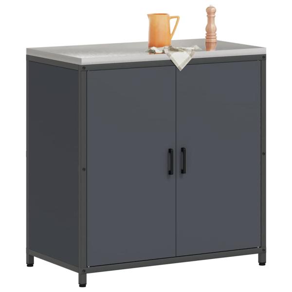 Küchenlagerregal mit Regal mit Speicher mit Tür Anthrazit 60 x 50 x 92 cm Stahl