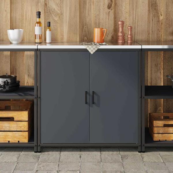 Küchenlagerregal mit Regal mit Speicher mit Tür Anthrazit 60 x 50 x 92 cm Stahl