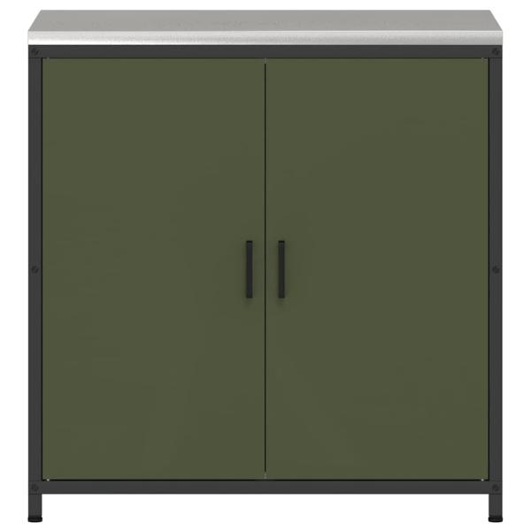 Küchenlagerregal mit Regal mit Speicher mit Tür Olivgrün 60 x 50 x 92 cm Stahl