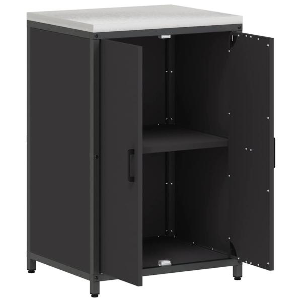 Küchenlagerregal mit Regal mit Speicher mit Tür Schwarz 60 x 50 x 92 cm Stahl