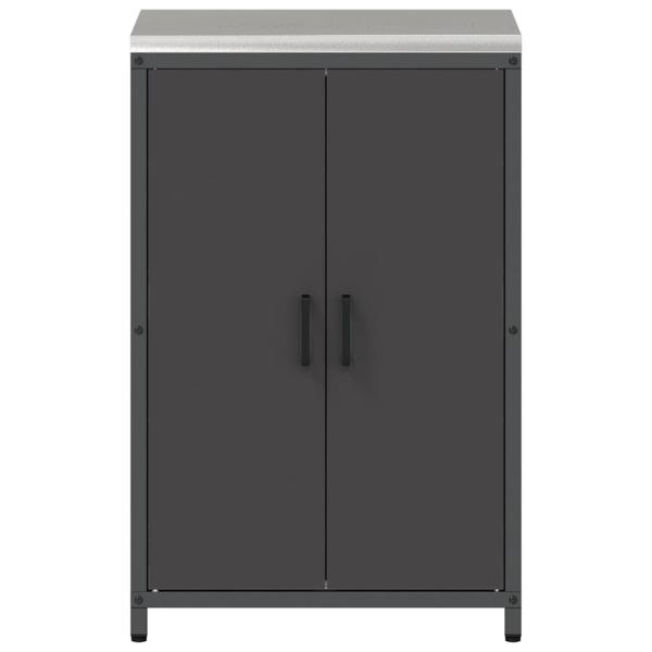 Küchenlagerregal mit Regal mit Speicher mit Tür Schwarz 60 x 50 x 92 cm Stahl