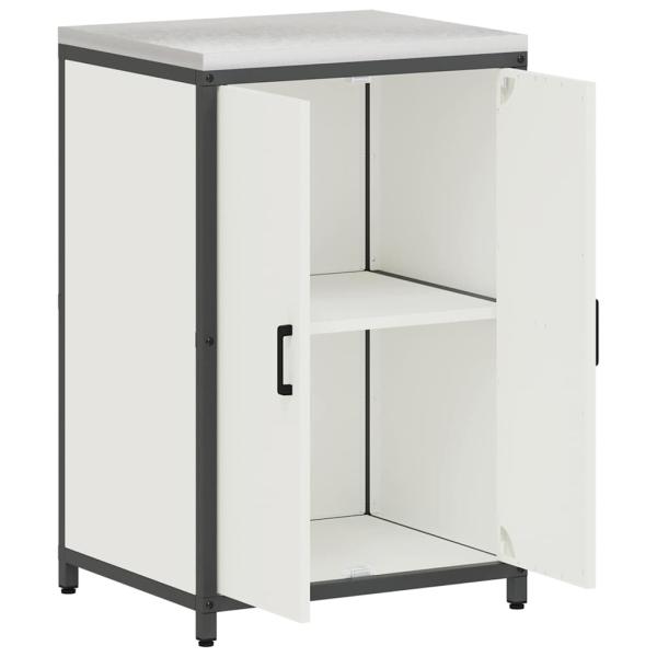 Küchenlagerregal mit Regal mit Speicher mit Tür Weiß 60 x 50 x 92 cm Stahl
