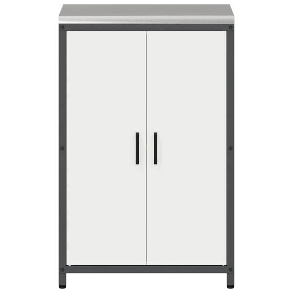 Küchenlagerregal mit Regal mit Speicher mit Tür Weiß 60 x 50 x 92 cm Stahl