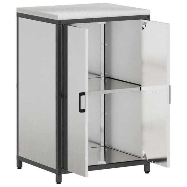 Küchenlagerregal mit Regal mit Speicher mit Tür Silber 60 x 50 x 92 cm Edelstahl