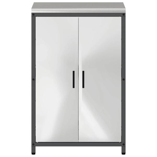 Küchenlagerregal mit Regal mit Speicher mit Tür Silber 60 x 50 x 92 cm Edelstahl