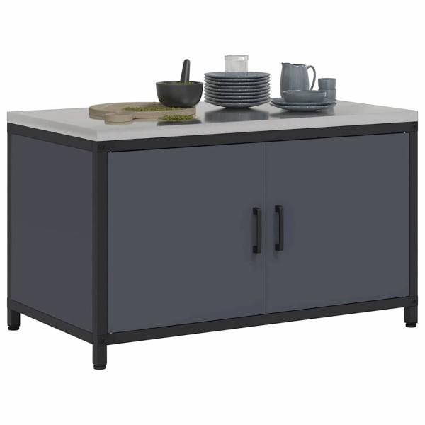 Küchenlagerregal mit Regal mit Speicher mit Tür Anthrazit 60 x 50 x 92 cm Stahl