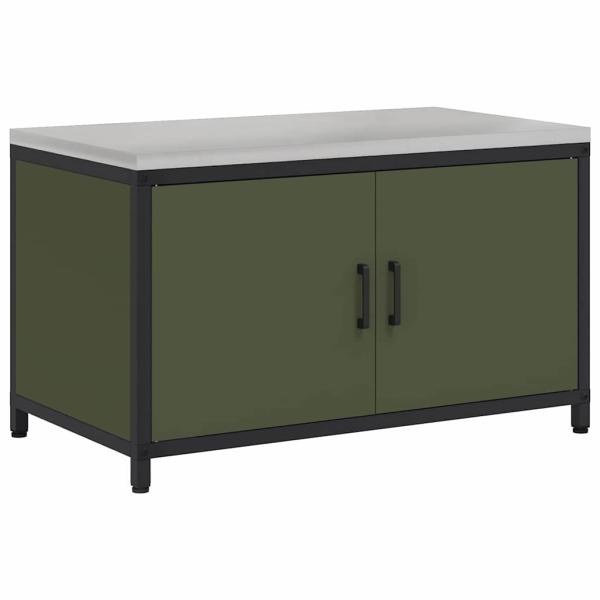 Küchenlagerregal mit Regal mit Speicher mit Tür Olivgrün 60 x 50 x 92 cm Stahl