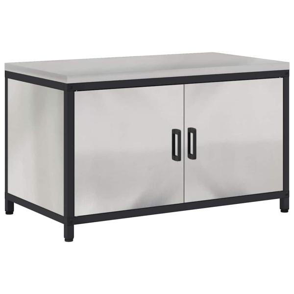 Küchenlagerregal mit Regal mit Speicher mit Tür Silber 60 x 50 x 92 cm Edelstahl