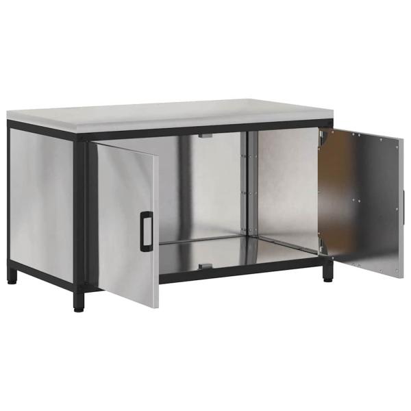 Küchenlagerregal mit Regal mit Speicher mit Tür Silber 60 x 50 x 92 cm Edelstahl