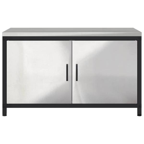 Küchenlagerregal mit Regal mit Speicher mit Tür Silber 60 x 50 x 92 cm Edelstahl