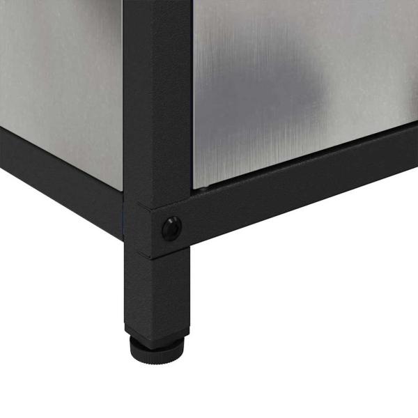Küchenlagerregal mit Regal mit Speicher mit Tür Silber 60 x 50 x 92 cm Edelstahl