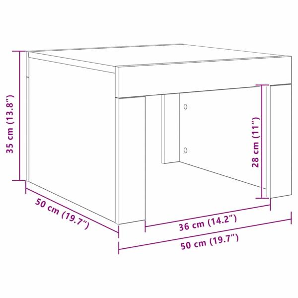 Couchtisch Eiche handwerklich 50 x 50 x 35 cm Holzwerkstoff
