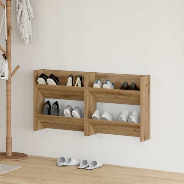 ARDEBO.de - Wandschuhschränke 2 pcs Eiche handwerklich 60 x 18 x 60 cm