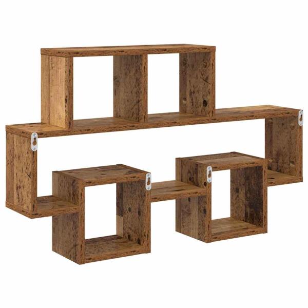 Wandregal mit Regal mit Speicher Altes Holz 82 x 15 x 51 cm Holzwerkstoff
