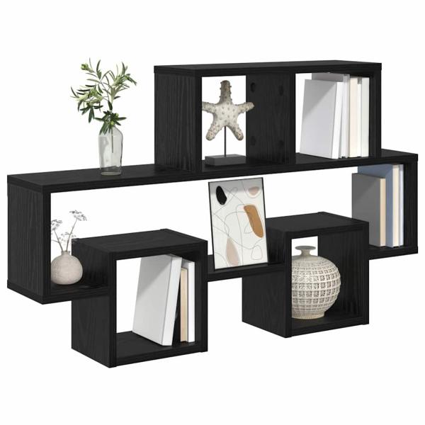 ARDEBO.de - Wandregal mit Regal Schwarz Eiche 82 x 15 x 51 cm Holzwerkstoff