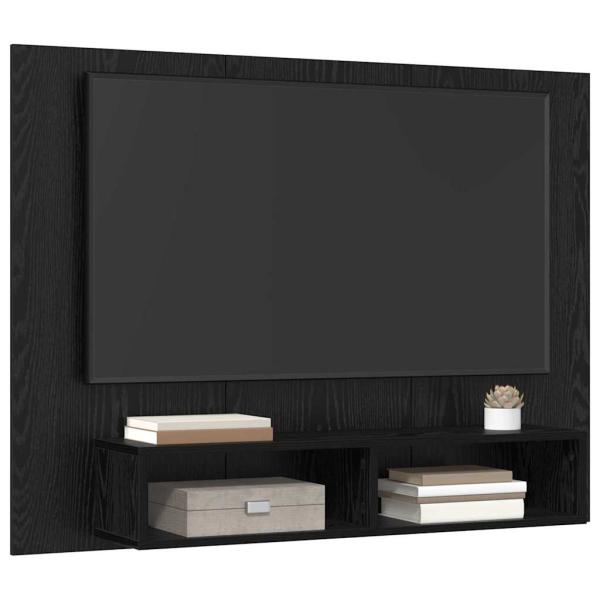Wand TV Schrank Schwarz Eiche 120 x 23.5 x 90 cm Holzwerkstoff