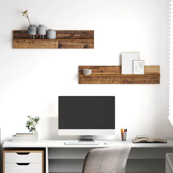 ARDEBO.de - Wandregale 2 pcs Altes Holz 80 x 11,5 x 18 cm Holzwerkstoff