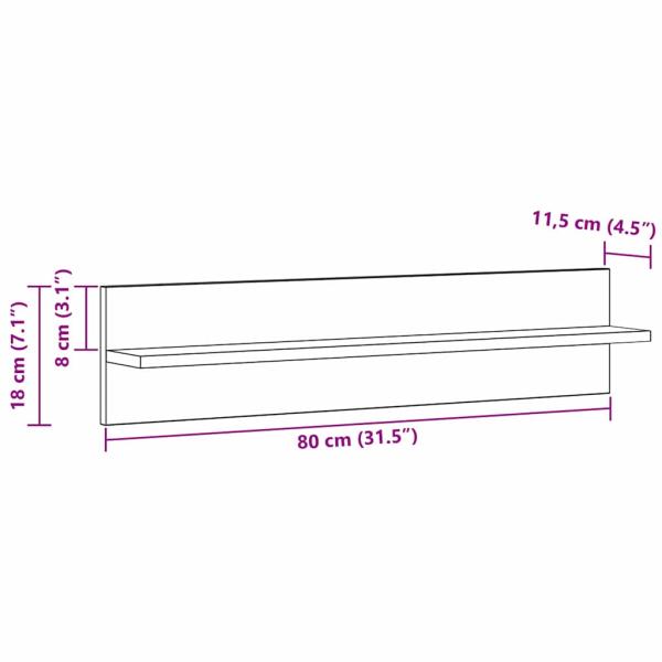 Wandregale 2 pcs Altes Holz 80 x 11,5 x 18 cm Holzwerkstoff