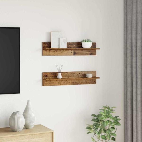 Wandregale 2 pcs Altes Holz 80 x 11,5 x 18 cm Holzwerkstoff