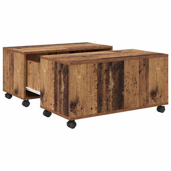 Couchtisch mit Rad Altes Holz 75 x 75 x 38 cm Holzwerkstoff